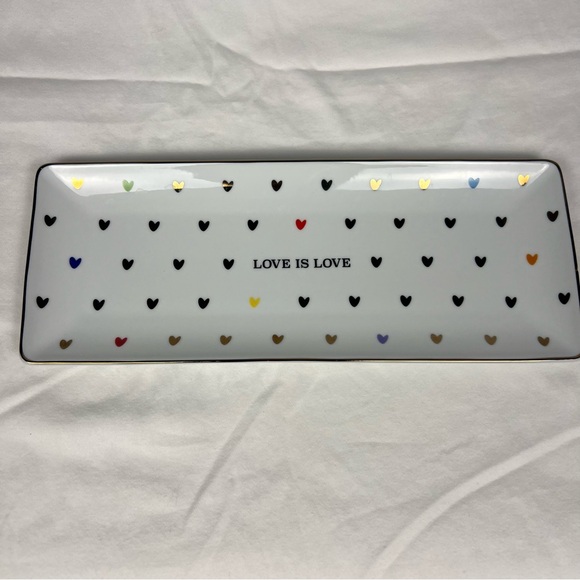 Williams Sonoma Other - Williams Sonoma Love is Love tray with gold trim and multicolored hearts.